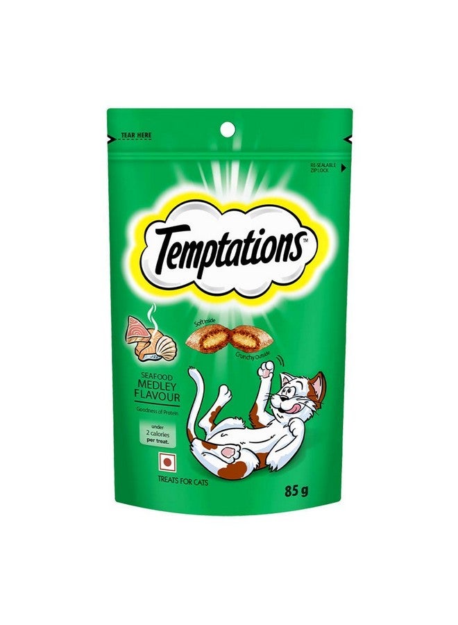 تيمبتيشنز وجبة قطط بنكهة المأكولات البحرية المتنوعة، 85 جرامًا - عبوة من 12 قطعة - Image 1
