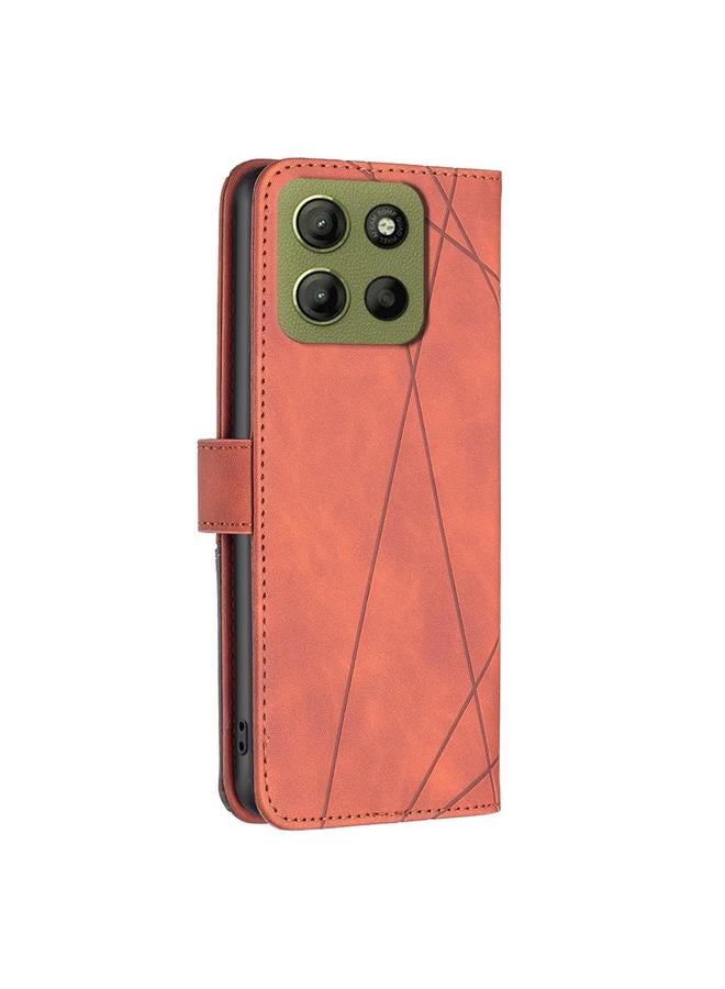 اس-توب جراب لهاتف Motorola Moto G15 مصنوع من الجلد بمشبك مغناطيسي ونقشة معينية - Image 4