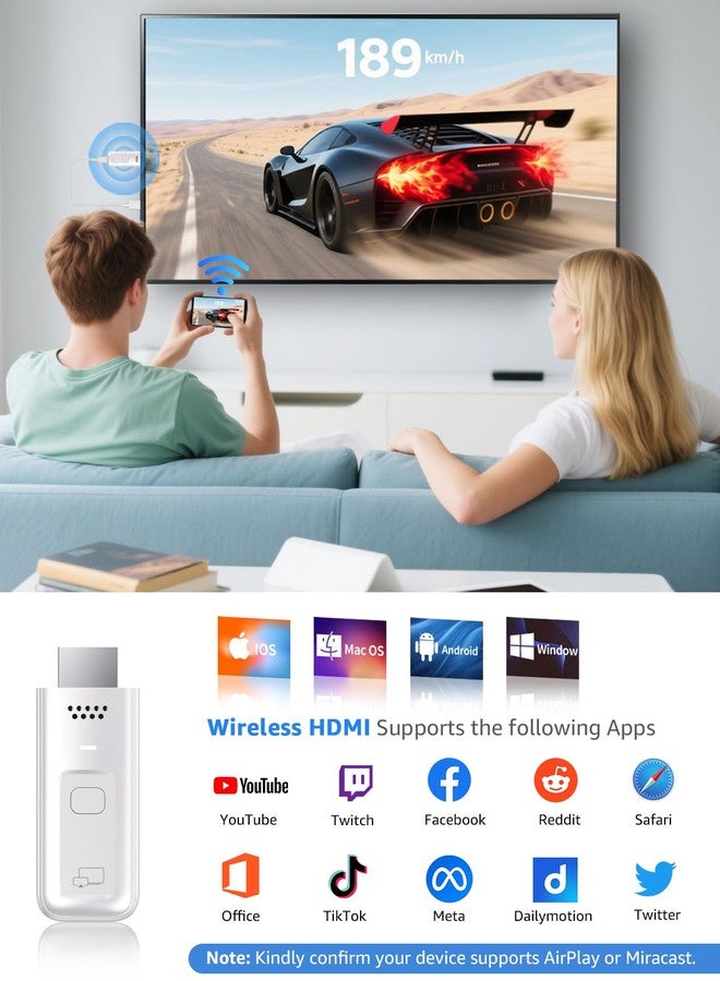LETWESAF 2025 Upgraded Wireless HDMI Display Dongle Adapter, Plug&Play 5G+2.4G HDMI Wireless Extender 4K Decode Input 1080P Output from Smartphone,Laptop to HDTV/Monitor/Projector, Support Airplay & Miracast - Image 5