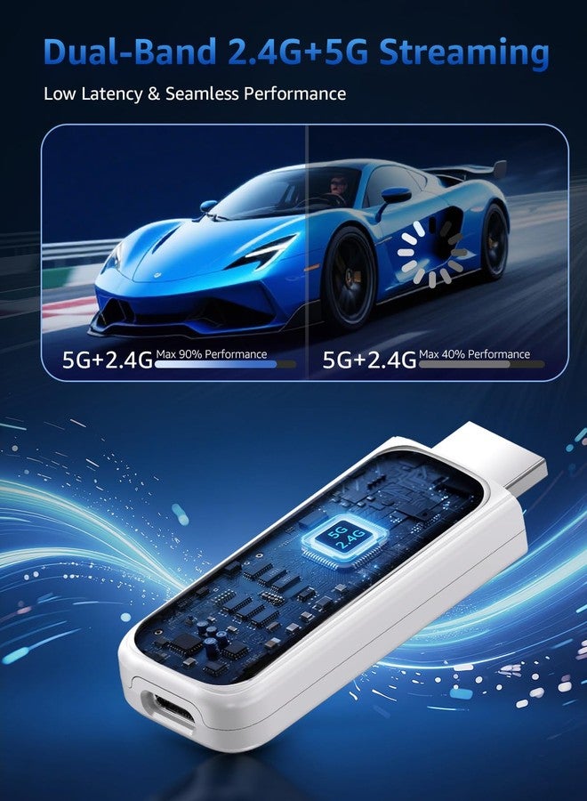 LETWESAF 2025 Upgraded Wireless HDMI Display Dongle Adapter, Plug&Play 5G+2.4G HDMI Wireless Extender 4K Decode Input 1080P Output from Smartphone,Laptop to HDTV/Monitor/Projector, Support Airplay & Miracast - Image 4