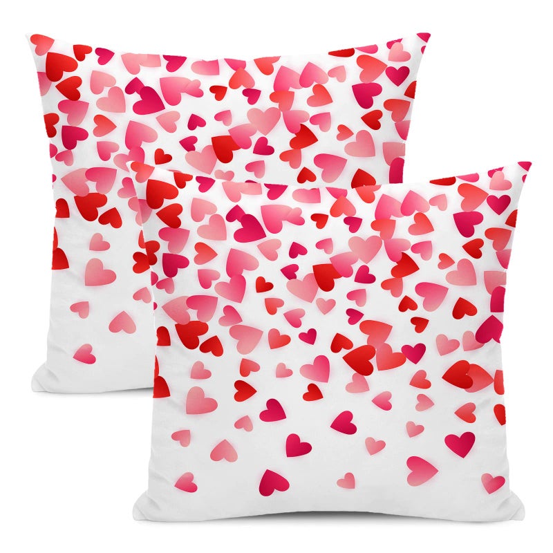 Valentines Pillow Covers 18x18 Inch Set of 2Pink Love Heart Throw Pillows CaseValentines Day Mothers Day Anniversary Decorative Square Cushion Covers Farmhouse Outdoor Decor for Home Sofa Bed