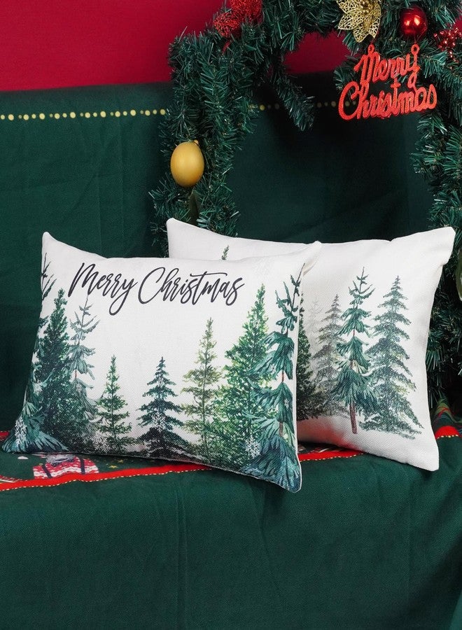 ONWAY Christmas Tree Throw Pillow Covers 12x20 Inch Set of 2 Merry Christmas Snowflake Winter Decor Lumbar Cushion Cases for Couch Home Decorations - Image 3
