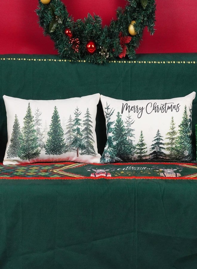 ONWAY Christmas Tree Throw Pillow Covers 12x20 Inch Set of 2 Merry Christmas Snowflake Winter Decor Lumbar Cushion Cases for Couch Home Decorations - Image 2