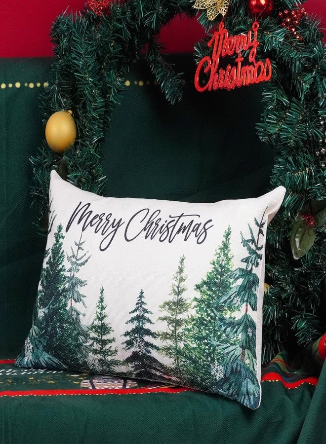 ONWAY Christmas Tree Throw Pillow Covers 12x20 Inch Set of 2 Merry Christmas Snowflake Winter Decor Lumbar Cushion Cases for Couch Home Decorations - Image 4
