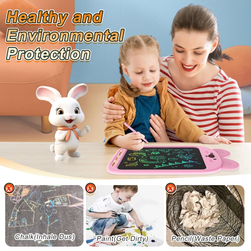 Chafegy Lcd Writing Tablet 10 Inch  Colorful Doodle Board Drawing Tablet  Toys For 3 4 5 6 8 Years Old Boys Girls Gift  Memo Board  Drawing Pads (Rabbit) - Image 2