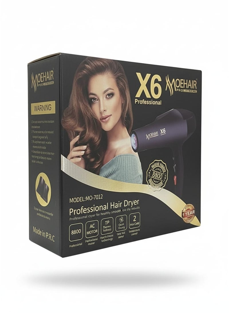 MoeHair Professional Hair Dryer  8800W with Ionic & Keratin Protection, MO-7012 Hot & Cold Air, Fast Drying and Frizz Control Blow Dryer for All Hair Types , Lightweight Design for Home & Salon Use - Image 4