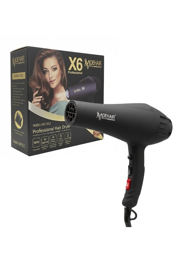 MoeHair Professional Hair Dryer  8800W with Ionic & Keratin Protection, MO-7012 Hot & Cold Air, Fast Drying and Frizz Control Blow Dryer for All Hair Types , Lightweight Design for Home & Salon Use - Image 3