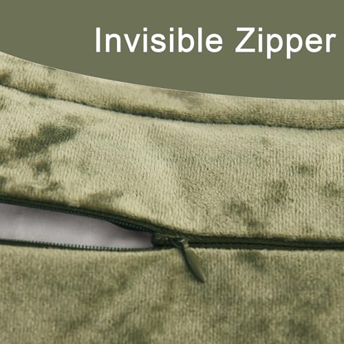 LR Rocaloca Greek Velvet Euro Sham Covers Set of 2 26x26 Luxury Soft Solid Pillow Covers for Living Room Bedroom Yard,Army Green - Image 5