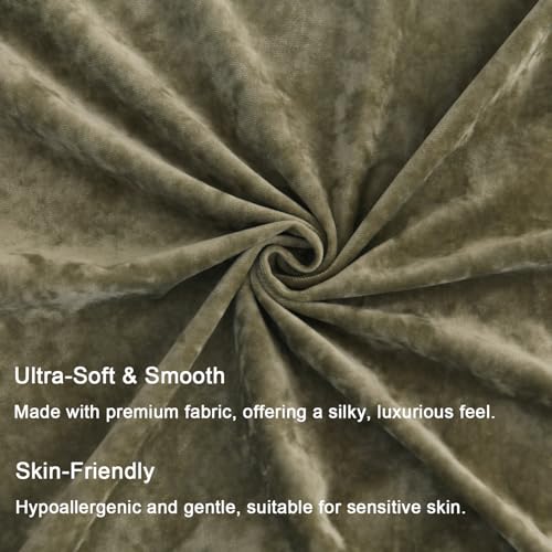 LR Rocaloca Greek Velvet Euro Sham Covers Set of 2 26x26 Luxury Soft Solid Pillow Covers for Living Room Bedroom Yard,Army Green - Image 3