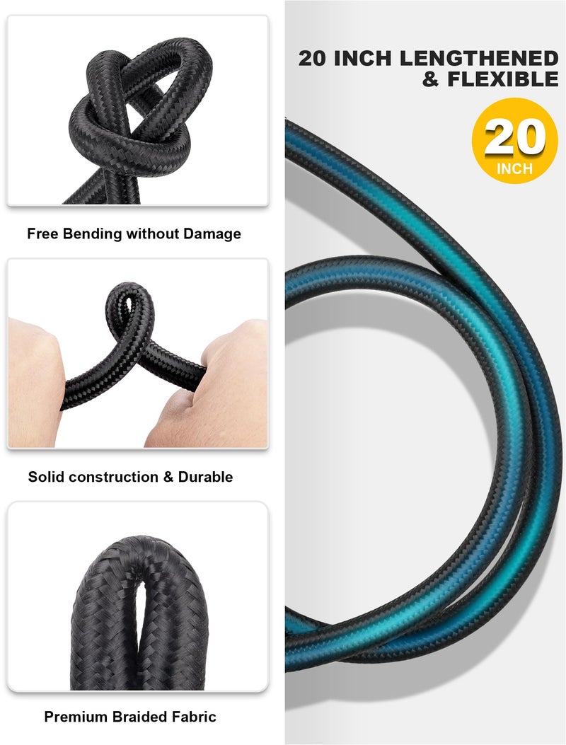 LUMITECO محول خرطوم مضخة الإطارات LUMITECO 20 بوصة، مشبك هواء قفل مع صواميل تحويل ومحولات صمام بريستا لضاغط الهواء، محول صمام شرايدر لتحويل مضخة الإطارات من التواء إلى اتصال قفل - Image 4