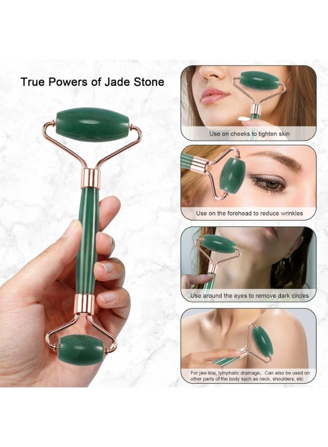 Jade Stone Massage Tool, Natural Jade Stone Set Anti-Aging Face Lifting Anti-Aging Facial Relaxation Double Chin Neck- - Image 3