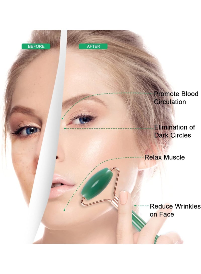Jade Stone Massage Tool, Natural Jade Stone Set Anti-Aging Face Lifting Anti-Aging Facial Relaxation Double Chin Neck- - Image 4