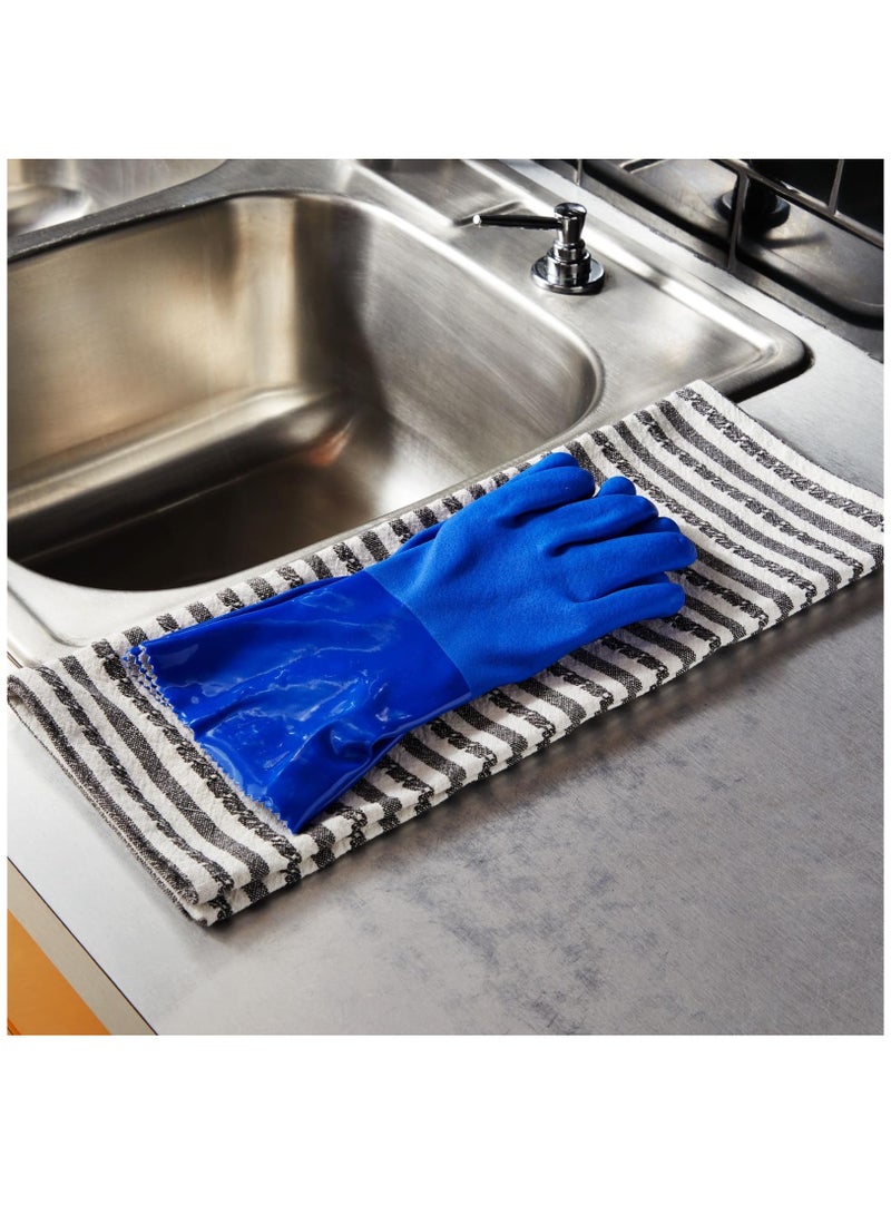 Set of 2 Blue Rubber Cleaning Gloves for Kitchen Dishwashing with Soft Cotton Lining for Comfort - Image 5