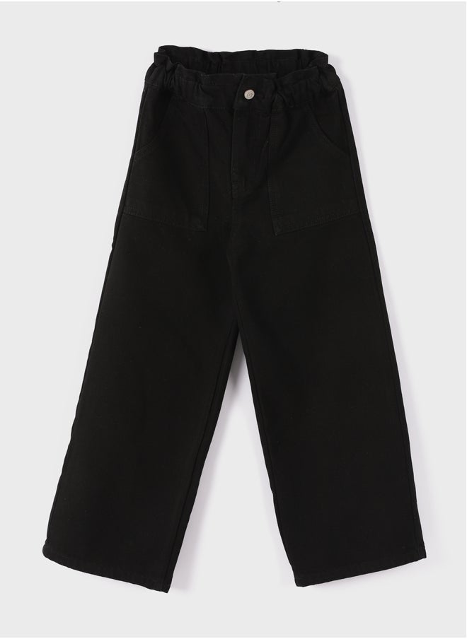 LC WAIKIKI Elastic Waist Wide Leg Girl Jean Trousers  - Image 1