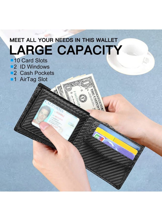 Huztencor AirTag Wallet Minimalist Front Pocket Mens Wallet for Apple Air Tag Carbon Fiber Black - Image 4