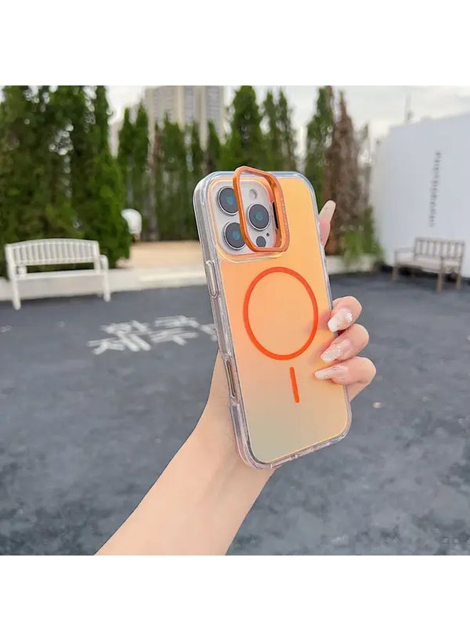 Vibrant Orange Phone Case With Transparent Material High Gloss Hardware Camera And Buttons Support Wireless Charging For Apple iPhone 12 Pro - Image 1