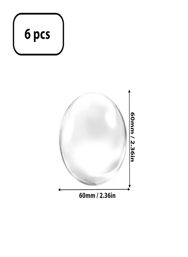 Rixoxo Glass Cabochons 6Pieces 60mm for Jewelry Making Round Clear Glass Dome Cabochons Tile Cabochon Half Round Flat Clear Gem Stones for DIY Crafts Craft Photo Charms (60mm-6PCS) - Image 2
