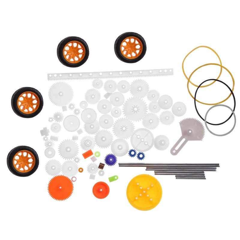 Plastic Gear Set 78 Pieces Cylindrical Gears Axles Tires Bushings Rack - Wearable Replacement Spare Accessories for DIY Projects - Image 1