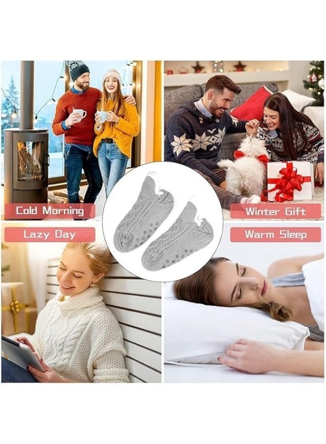 جوارب نسائية، جوارب ناعمة ودافئة مبطنة بالفليس ومضادة للانزلاق، جوارب منزلية للفتيات، جوارب دافئة، جوارب أرضية، حافة على شكل حرف V، مريحة وغير ضيقة، للغرفة النوم، المنزل، غرفة النوم الجامعية أو المكتب - Image 5