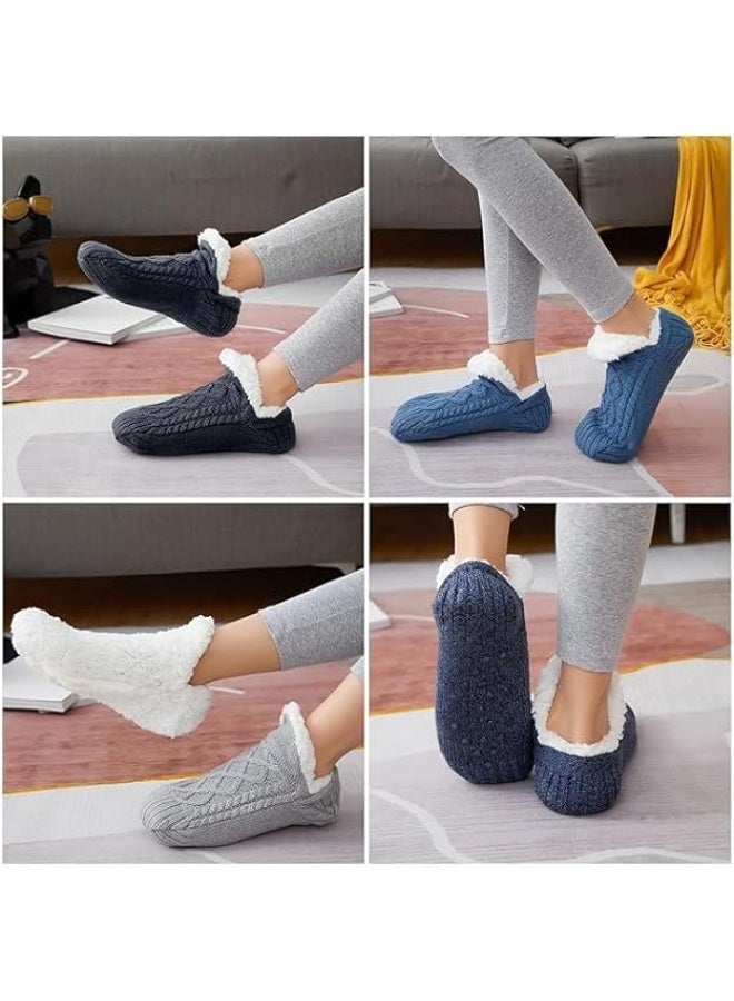 جوارب نسائية، جوارب ناعمة ودافئة مبطنة بالفليس ومضادة للانزلاق، جوارب منزلية للفتيات، جوارب دافئة، جوارب أرضية، حافة على شكل حرف V، مريحة وغير ضيقة، للغرفة النوم، المنزل، غرفة النوم الجامعية أو المكتب - Image 3