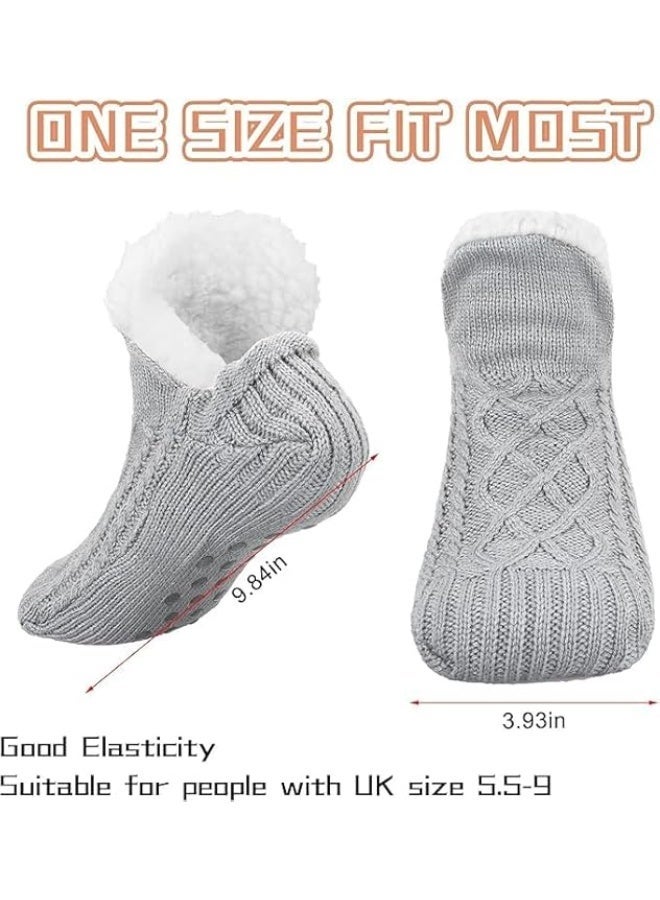 جوارب نسائية، جوارب ناعمة ودافئة مبطنة بالفليس ومضادة للانزلاق، جوارب منزلية للفتيات، جوارب دافئة، جوارب أرضية، حافة على شكل حرف V، مريحة وغير ضيقة، للغرفة النوم، المنزل، غرفة النوم الجامعية أو المكتب - Image 2