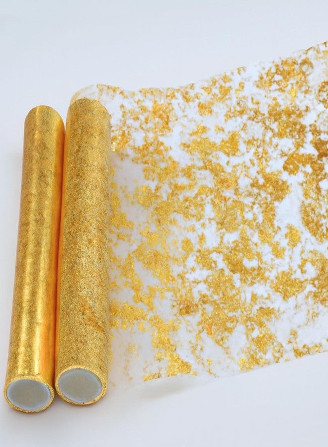 CYRYLC 2 Pcs Gold Table Runner - Sequin Glitter Foil Metallic Thin Mesh Runner Roll（11"x108"） for Centerpieces Birthday Wedding Home Decor - Image 1
