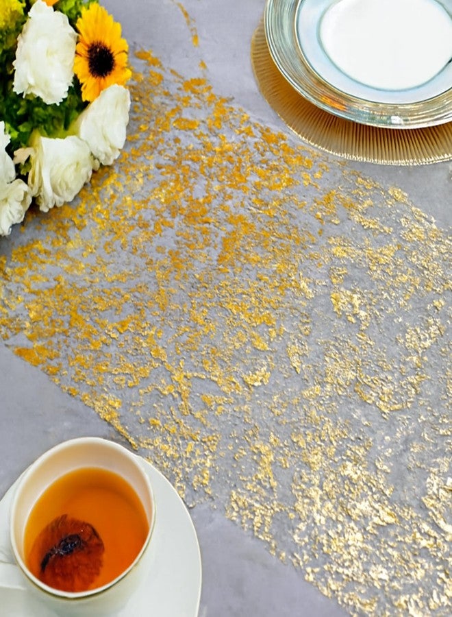 CYRYLC 2 Pcs Gold Table Runner - Sequin Glitter Foil Metallic Thin Mesh Runner Roll（11"x108"） for Centerpieces Birthday Wedding Home Decor - Image 4
