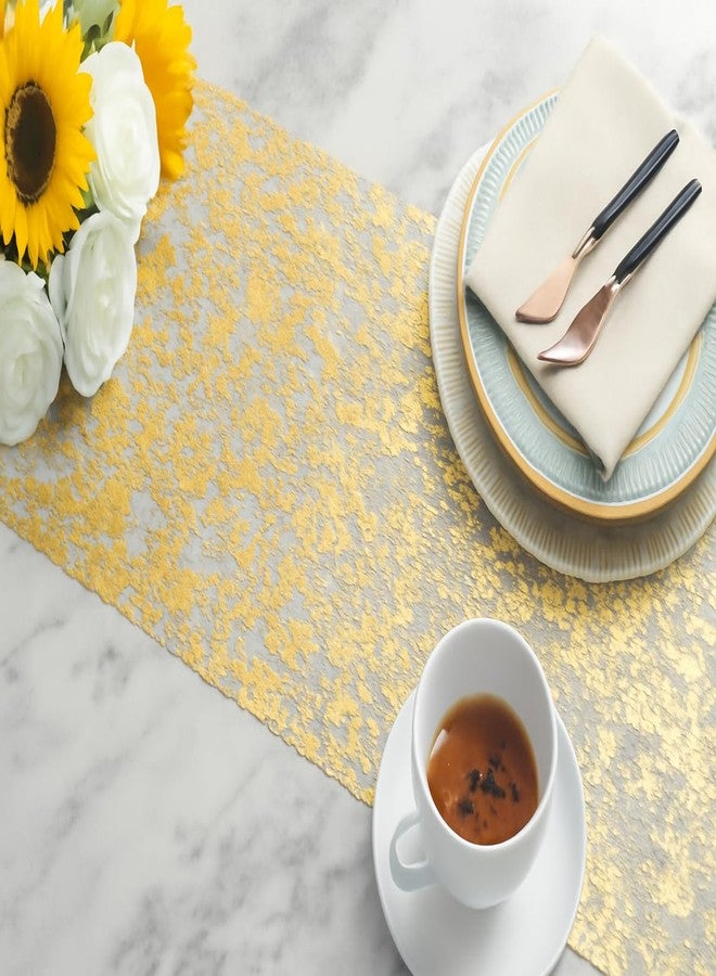 CYRYLC 2 Pcs Gold Table Runner - Sequin Glitter Foil Metallic Thin Mesh Runner Roll（11"x108"） for Centerpieces Birthday Wedding Home Decor - Image 3