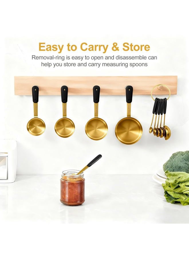 Bopei Measuring Cups and Spoons Set, Gold Electroplated Stainless Steel 10 Piece for Cooking and Baking (5 Cups + 5 Spoons Gold) - Image 4