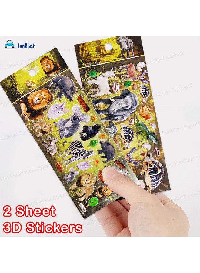 FunBlast Animal Figure Stickers for Kids- 2 Sheets, 40+ Stickers for Kids, 3D Puffy Kawaii Stickers for Boys, Cute Stickers, Aesthetic Sticker, Foam Stickers for Kids, Craft Stickers (Multicolor) - Image 5