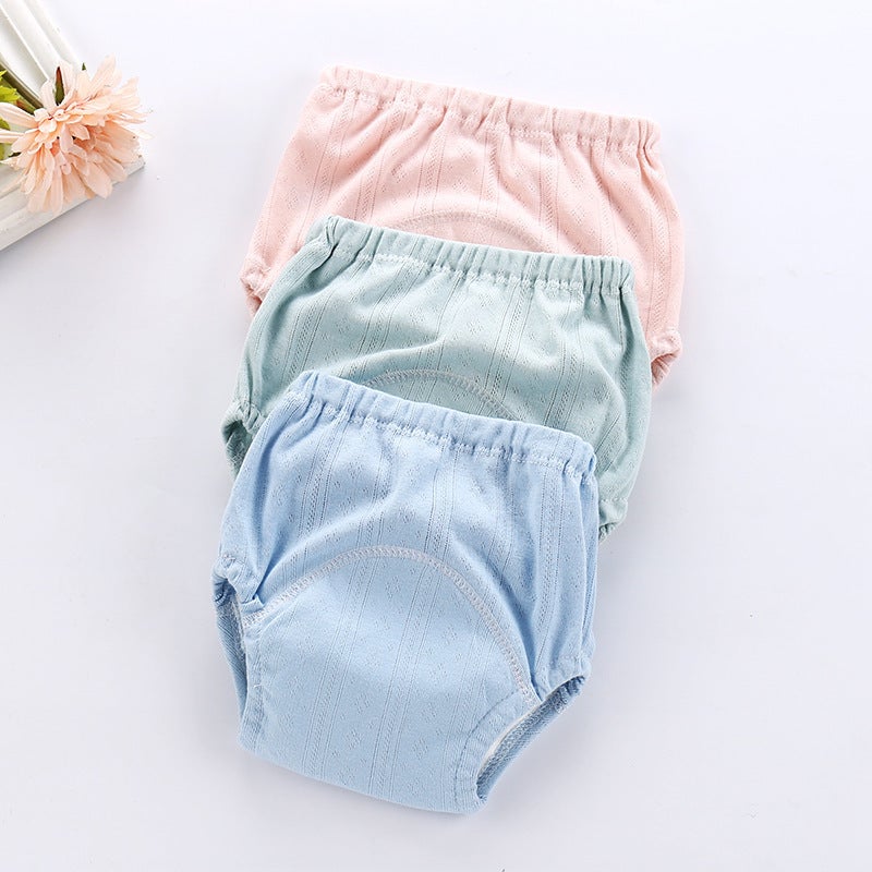 Rib children's waterproof learning pants four-layer gauze infant training pants breathable washable cloth diapers baby diapers Pink 80 yards - Image 2