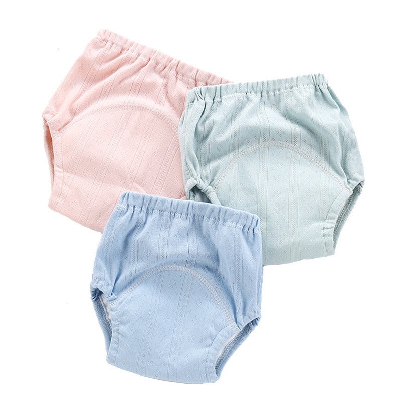 Rib children's waterproof learning pants four-layer gauze infant training pants breathable washable cloth diapers baby diapers Pink 80 yards - Image 4