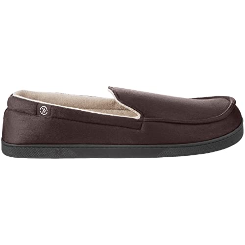 isotoner Men's Indoor/Outdoor Microsuede Moccasin Slippers with Memory Foam Comfort, Dark Chocolate, 9.5-10.5 - Image 3