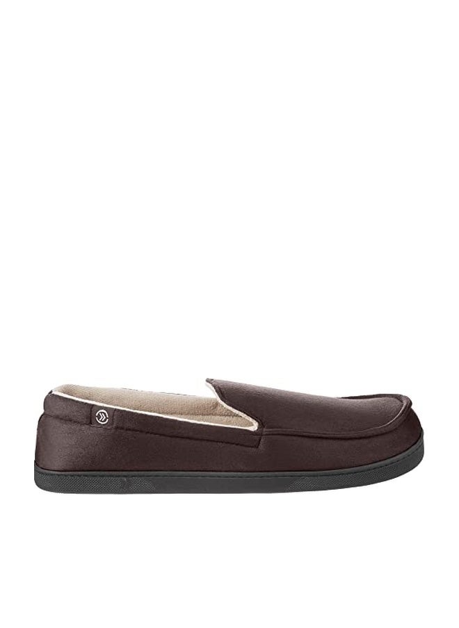 isotoner Men's Indoor/Outdoor Microsuede Moccasin Slippers with Memory Foam Comfort, Dark Chocolate, 9.5-10.5 - Image 1