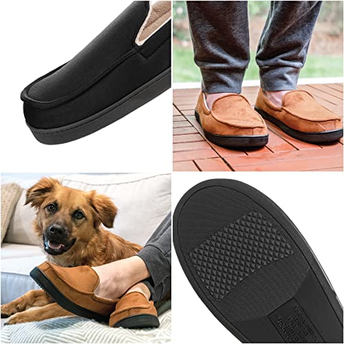 isotoner Men's Indoor/Outdoor Microsuede Moccasin Slippers with Memory Foam Comfort, Dark Chocolate, 9.5-10.5 - Image 5