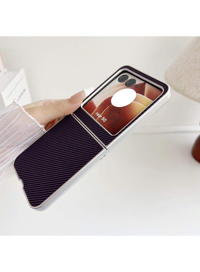S-TOP Case For Motorola Razr 50 Carbon Fiber Leather Grain Kevlar Folding Phone Case - Image 3