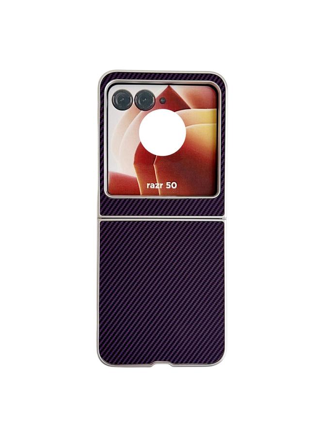 S-TOP Case For Motorola Razr 50 Carbon Fiber Leather Grain Kevlar Folding Phone Case - Image 1