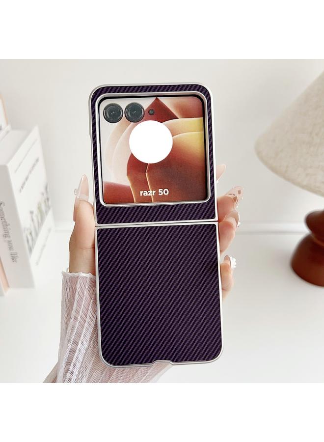 S-TOP Case For Motorola Razr 50 Carbon Fiber Leather Grain Kevlar Folding Phone Case - Image 2