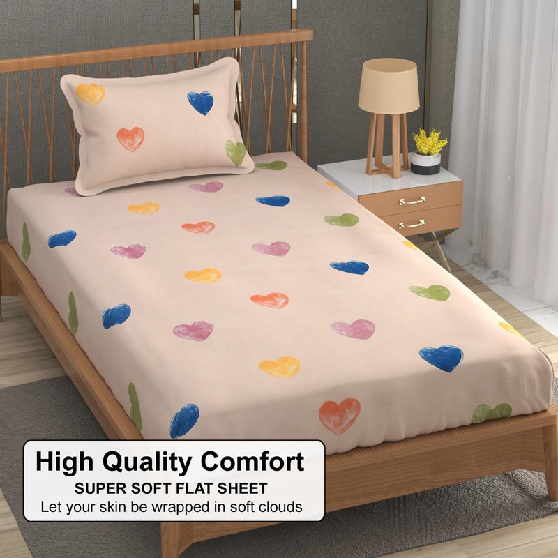 FRESH FROM LOOM Floral Print 240 TC Single Bed Bedsheet Microfiber Anti Fade 1 Pillow Covers Size 60 x 90 Inch HeartBrown - Image 5