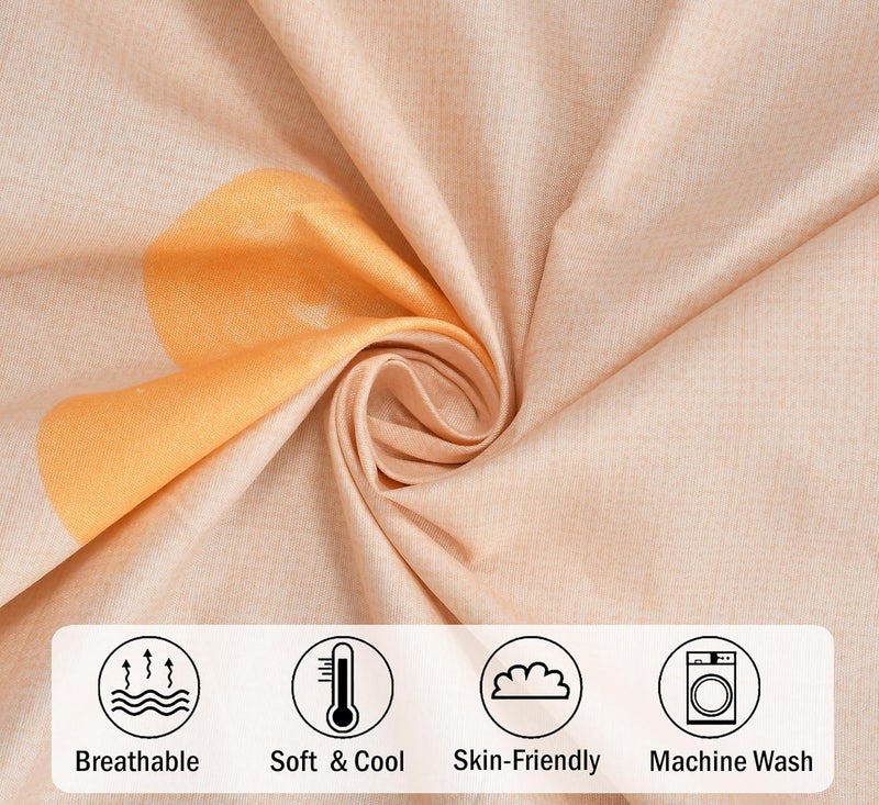 FRESH FROM LOOM Floral Print 240 TC Single Bed Bedsheet Microfiber Anti Fade 1 Pillow Covers Size 60 x 90 Inch HeartBrown - Image 3