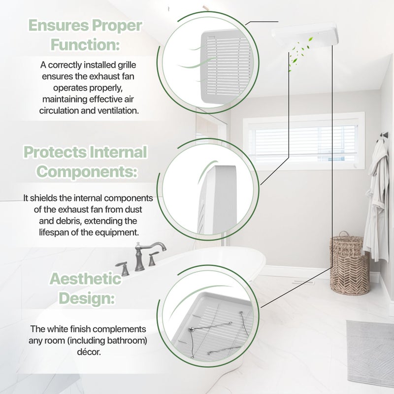 SurpLee FGR101S / FGR101 Bathroom Ventilation Exhaust Fan Grille Cover,Compatible with Broan-NuTone 670, 671, 688, 689, 695, 696N, 771, E050, E070, Fits 7-1/2" x 7-1/4" housings (1 Pack) - Image 5
