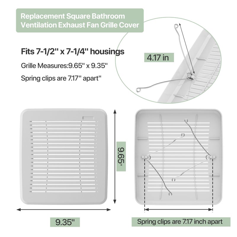 SurpLee FGR101S / FGR101 Bathroom Ventilation Exhaust Fan Grille Cover,Compatible with Broan-NuTone 670, 671, 688, 689, 695, 696N, 771, E050, E070, Fits 7-1/2" x 7-1/4" housings (1 Pack) - Image 2
