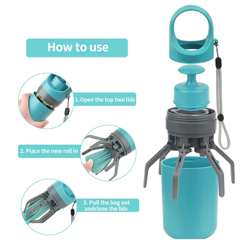 XPAPOV Dog Pooper Scooper, Portable No Touch Poop Scooper for Small Medium Large Dogs, Dog Waste Pick-up Cleaner with 15PCS Bag Attachment and Leak-Proof Waste Storage Container - Image 3