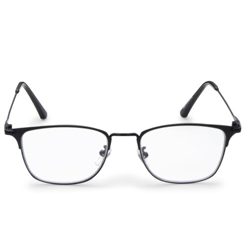 AEC Focus4 Progressive Unisex Reading Glasses | Full Rim Rectangular Metal Frame | Anti-Blue Light Multifocal Eyewear | Includes Hard Case & Cleaning Cloth (Black, +2.50) - Image 4