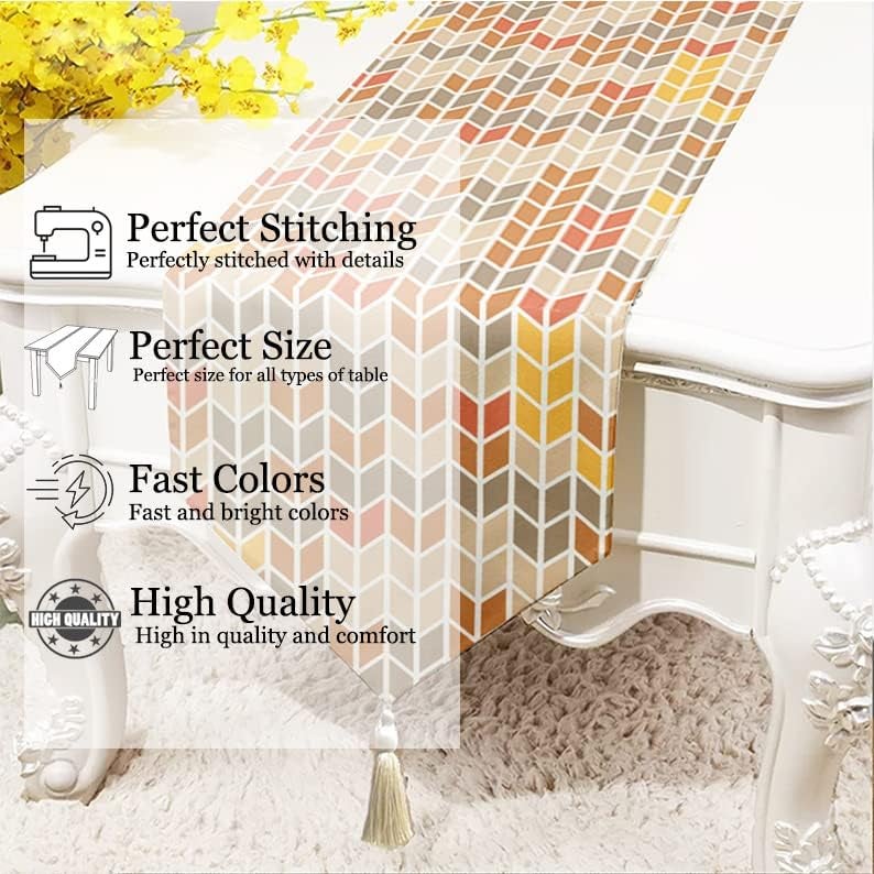 BRICK HOME Geometrical Printed Poly Cotton 4 Seater Table Runner and Bed Runner ( 13 X 60 Inches with Tassel ), X-Small, Metal Grey - Image 3