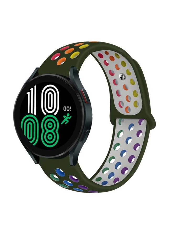 Perfii Replacement Band For Samsung Galaxy Watch4 Olive Flak/Rainbow - Image 2