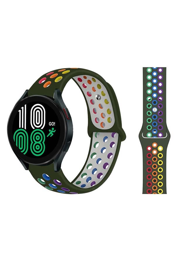Perfii Replacement Band For Samsung Galaxy Watch4 Olive Flak/Rainbow - Image 1