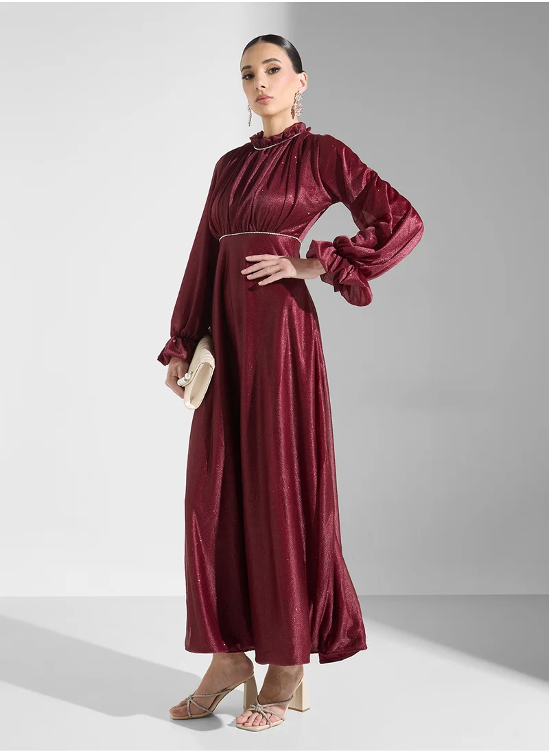 Khizana A-Line Dress With Pufff Sleeves