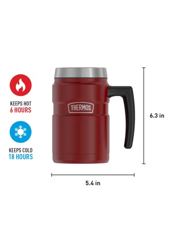 ترموس كوب قهوة من الفولاذ المقاوم للصدأ معزول بتفريغ الهواء، لون أحمر ريفي، سعة 16 أونصة - Image 5