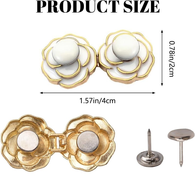 ZURATO 2pc Set Hook Waist Tightener Button for Jeans, Adjustable Waist Button Set, Button for Jeans to Make Tighter, Instant Jeans Button Pins for Pants Jeans Skirts, No Sewing Required (White) - Image 3
